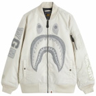 A Bathing Ape Women's Shark Nylon Ma-1 Bomber Jacket in Gray 