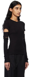 Helmut Lang Black Slashed Long-Sleeved T-shirt