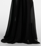 McQueen Velvet-trimmed silk georgette gown
