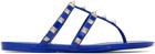 Valentino Garavani Blue Rockstud Rubber Flat Sandals