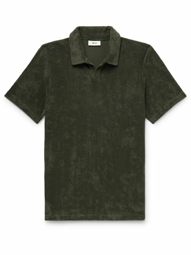 Photo: NN07 - Paul 3177 Organic Cotton-Blend Terry Polo Shirt - Green