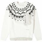 And Wander Men's Lopi Fair Isle Crew Knit in Off White