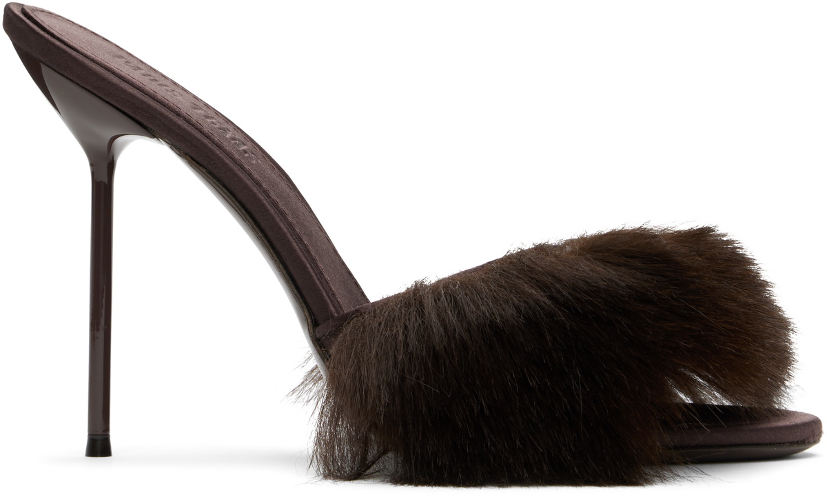 【関税込み】Paris Texas ブラウン Furry Lidia ミュール Paris Texas Furry Lidia Mule 105 Heel in Brown | FWRD