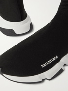 BALENCIAGA - Speed Stretch-Knit Slip-On Sneakers - Black