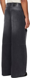 Simone Rocha Black Embellished Wide Leg Puddle Jeans