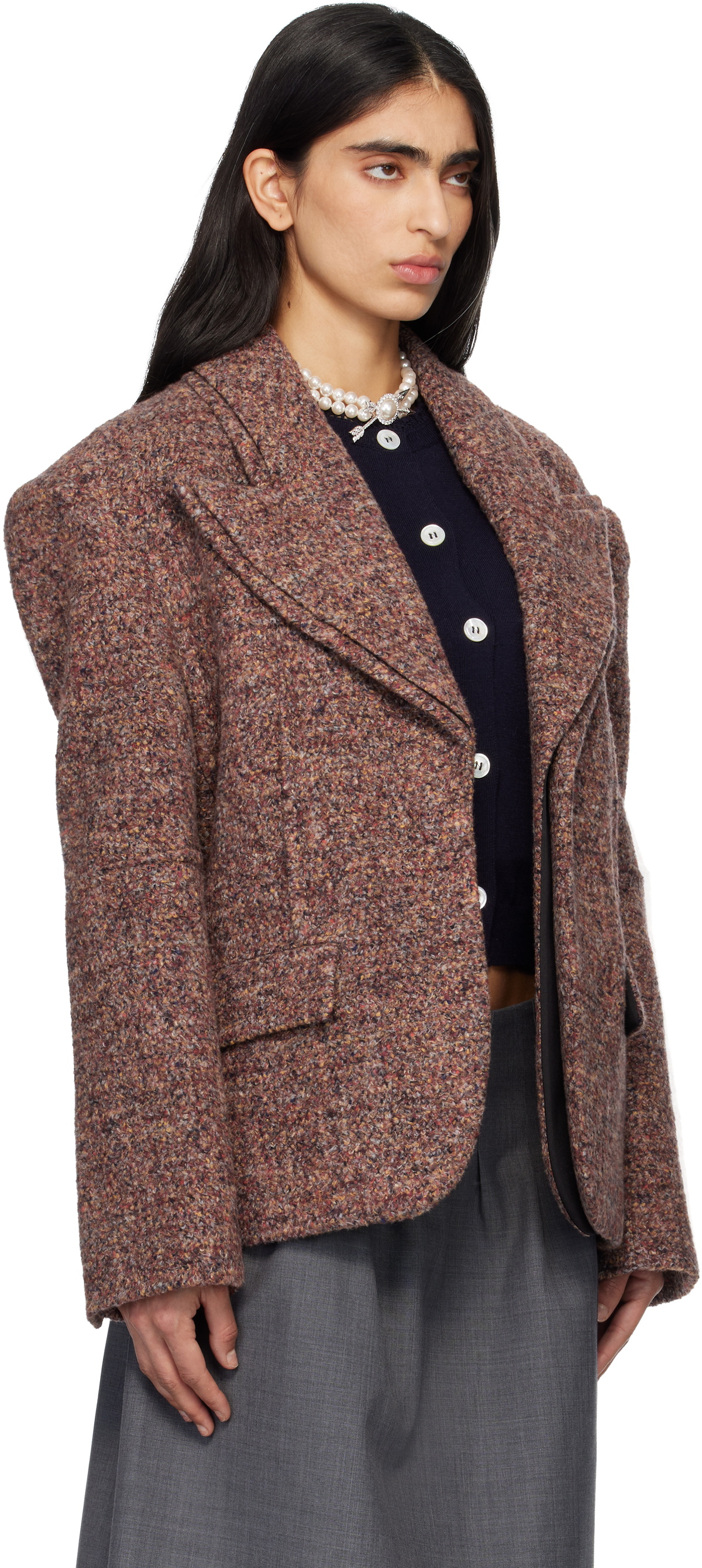 SHUSHU/TONG Multicolor Peak Lapel Oversized Blazer