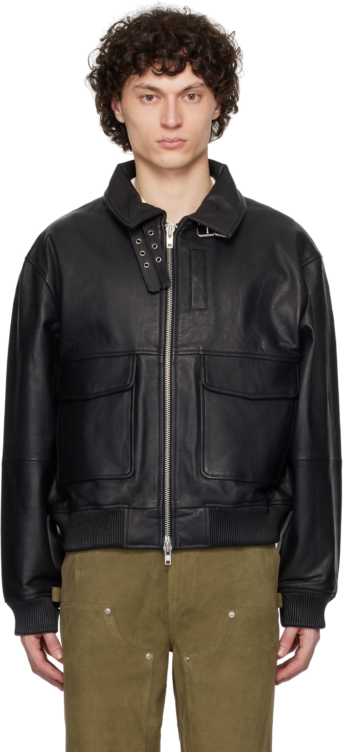 Deadwood Khaki & Brown Hiro Leather Jacket Deadwood