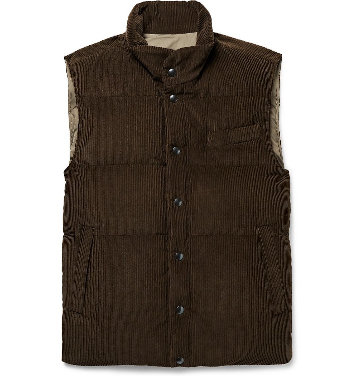 Photo: Thom Sweeney - Quilted Cotton and Cashmere-Blend Corduroy Down Gilet - Brown