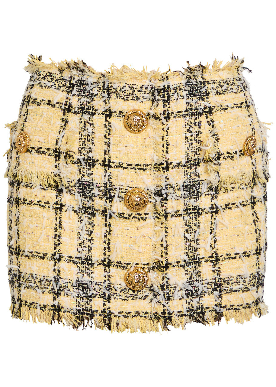 Balmain Checked Tweed Mini Skirt Multicoloured