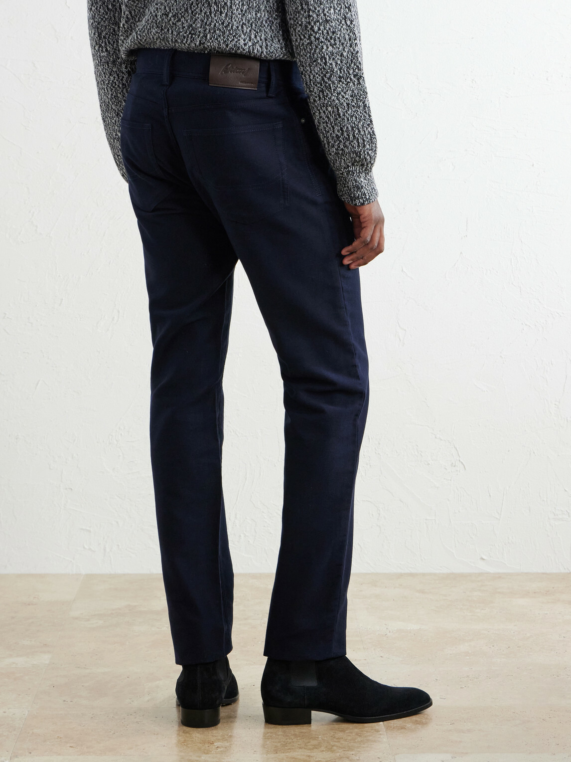 Brioni - Straight-Leg Cotton-Moleskin Trousers - Blue