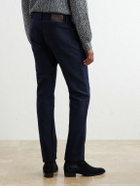 Brioni - Straight-Leg Cotton-Moleskin Trousers - Blue