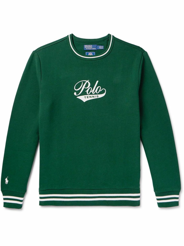 Photo: Polo Ralph Lauren - Wimbledon Logo-Embroidered Cotton-Blend Jersey Sweatshirt - Green