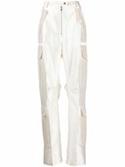 Christopher John Rogers White Wide-Leg Satin Cargo Trousers
