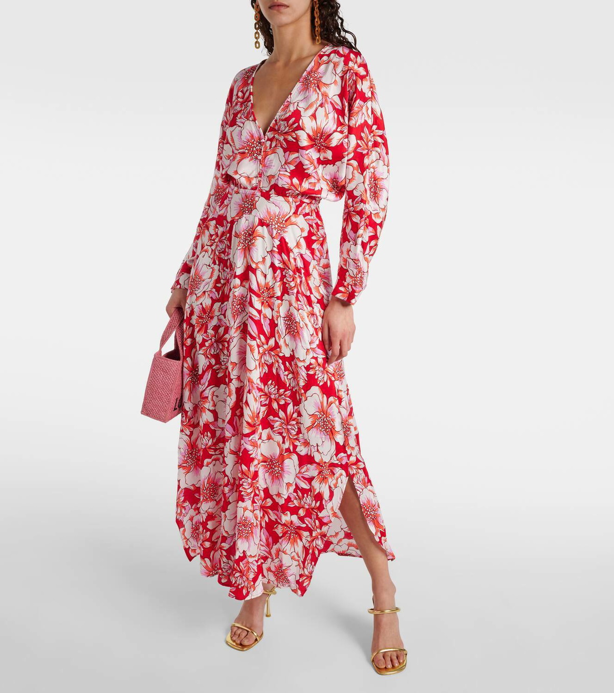 Poupette St Barth Ilona gathered floral midi dress