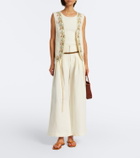 Xu Zhi Belted pleated silk and linen wide-leg pants