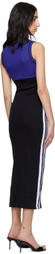 Jean Paul Gaultier Navy & Black Cotton Ribbed Midi Dress