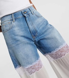 Nensi Dojaka Paneled high-rise tulle wide-leg jeans