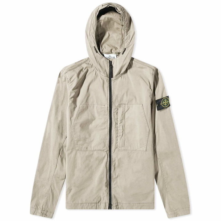 Photo: Stone Island Men's Supima Cotton Twill Stretch Hooded Jacket in Dove Grey