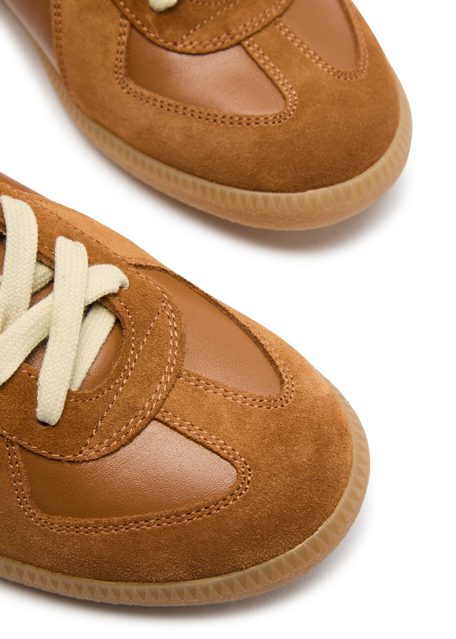 Maison Margiela Replica Panelled Leather Sneakers Tan Maison Margiela