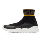 Fendi Black and White Tech Knit Forever Fendi High-Top Sneakers