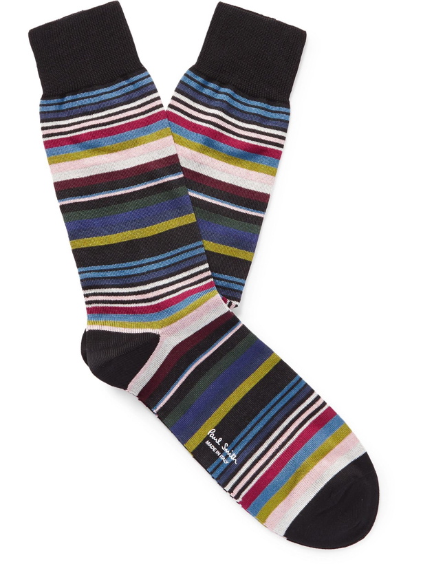Photo: PAUL SMITH - Striped Cotton-Blend Socks