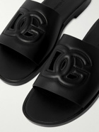 Dolce&Gabbana - Logo-Embossed Cutout Leather Slides - Black
