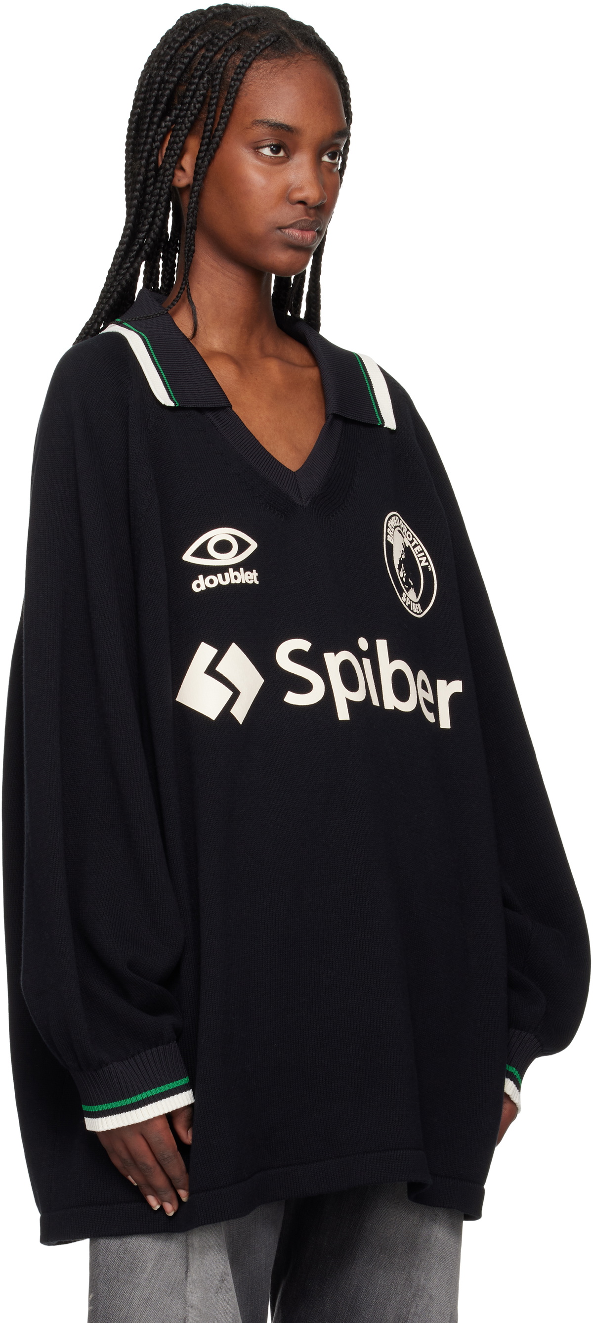 doublet Black Team Spiber Football Polo