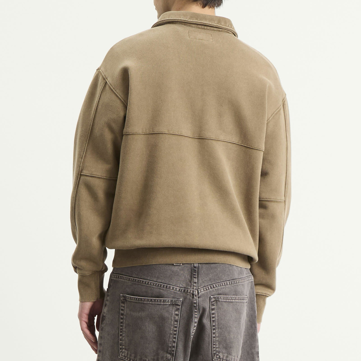 Heresy Men's Green Man Quarter Zip Sweatshirt in Biscuit