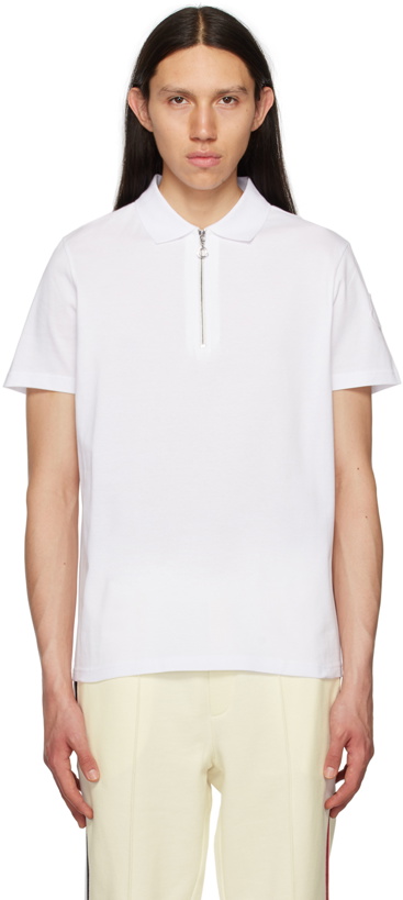 Photo: Moncler White Half-Zip Polo