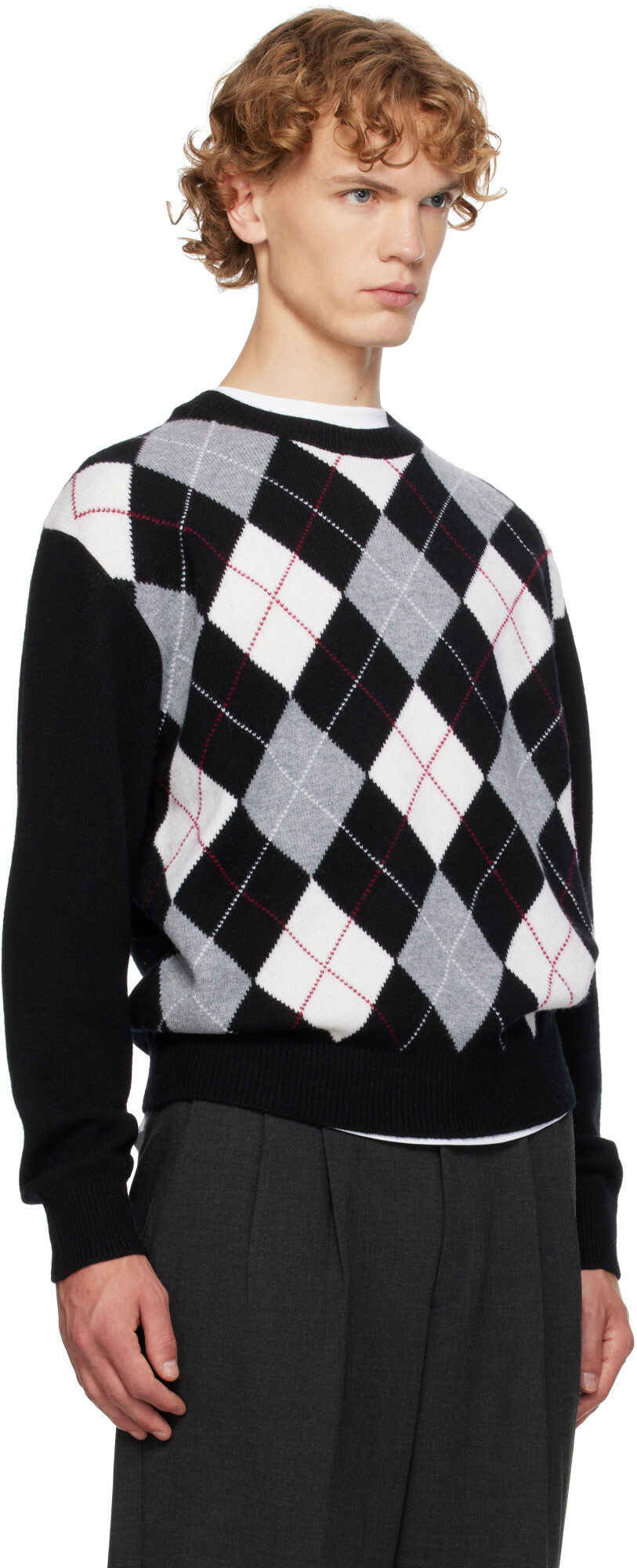 Dunst Black Argyle Crew Neck Sweater