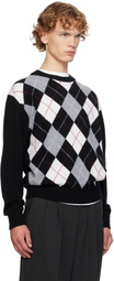 Dunst Black Argyle Crew Neck Sweater
