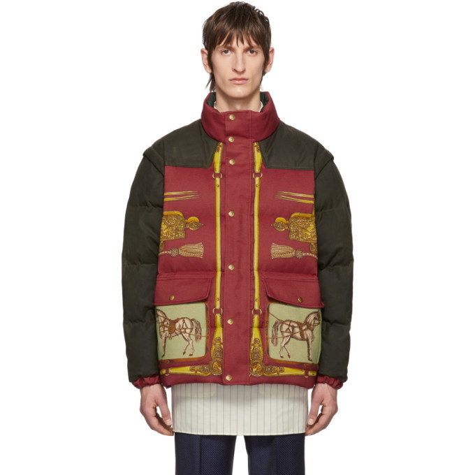 Photo: Gucci Red and Green Down Baroque Gillet Jacket
