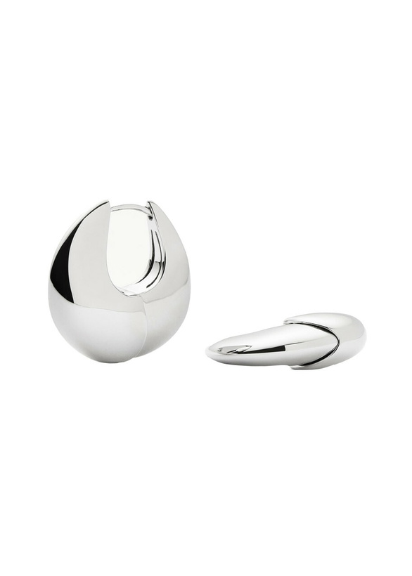 Photo: Missoma Sculptural Pebble Small Hoop Earrings - Silver - One Size