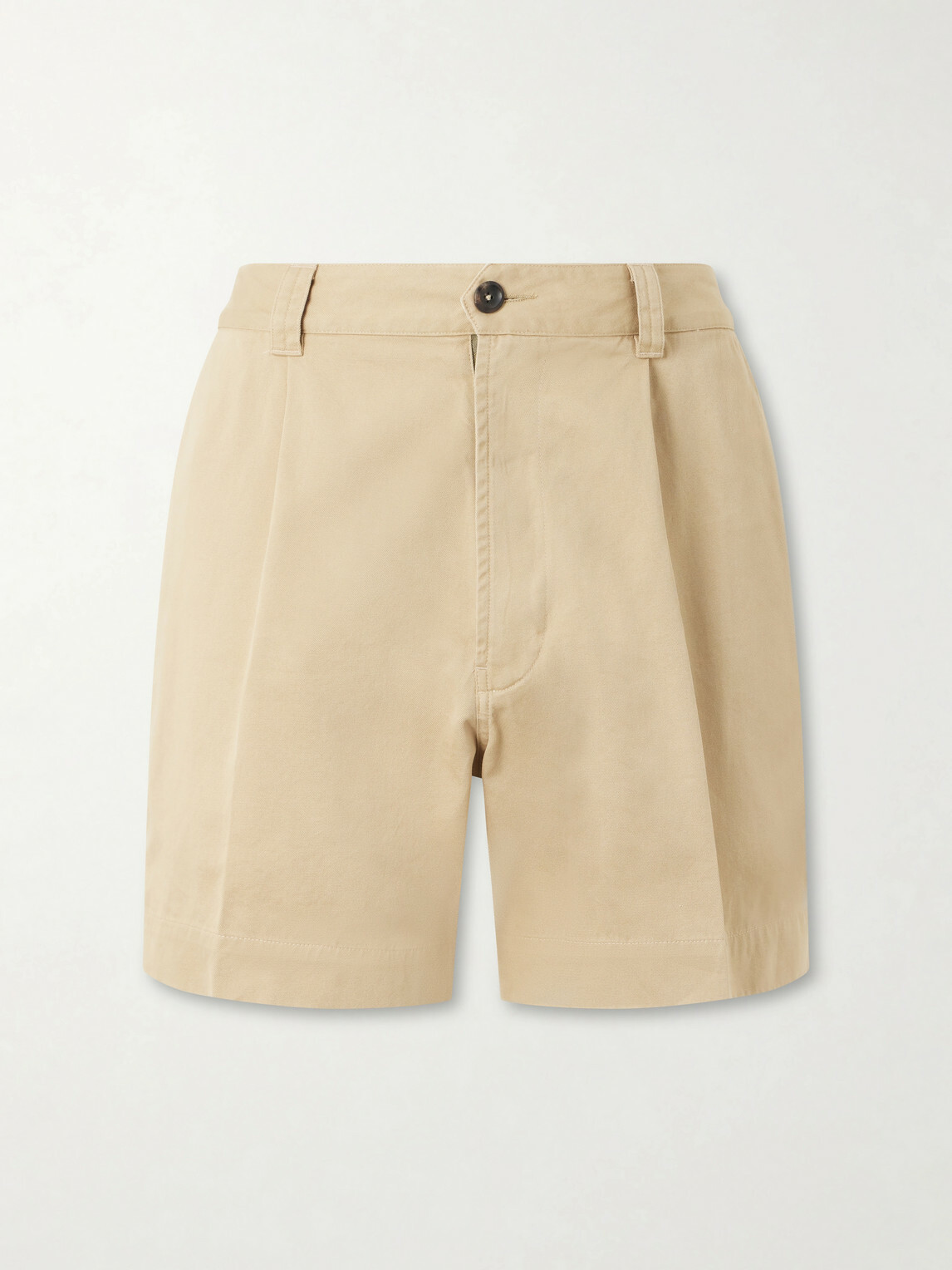 Drake's - Straight-Leg Pleated Cotton Twill Chino Shorts - Neutrals