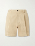 Drake's - Straight-Leg Pleated Cotton Twill Chino Shorts - Neutrals