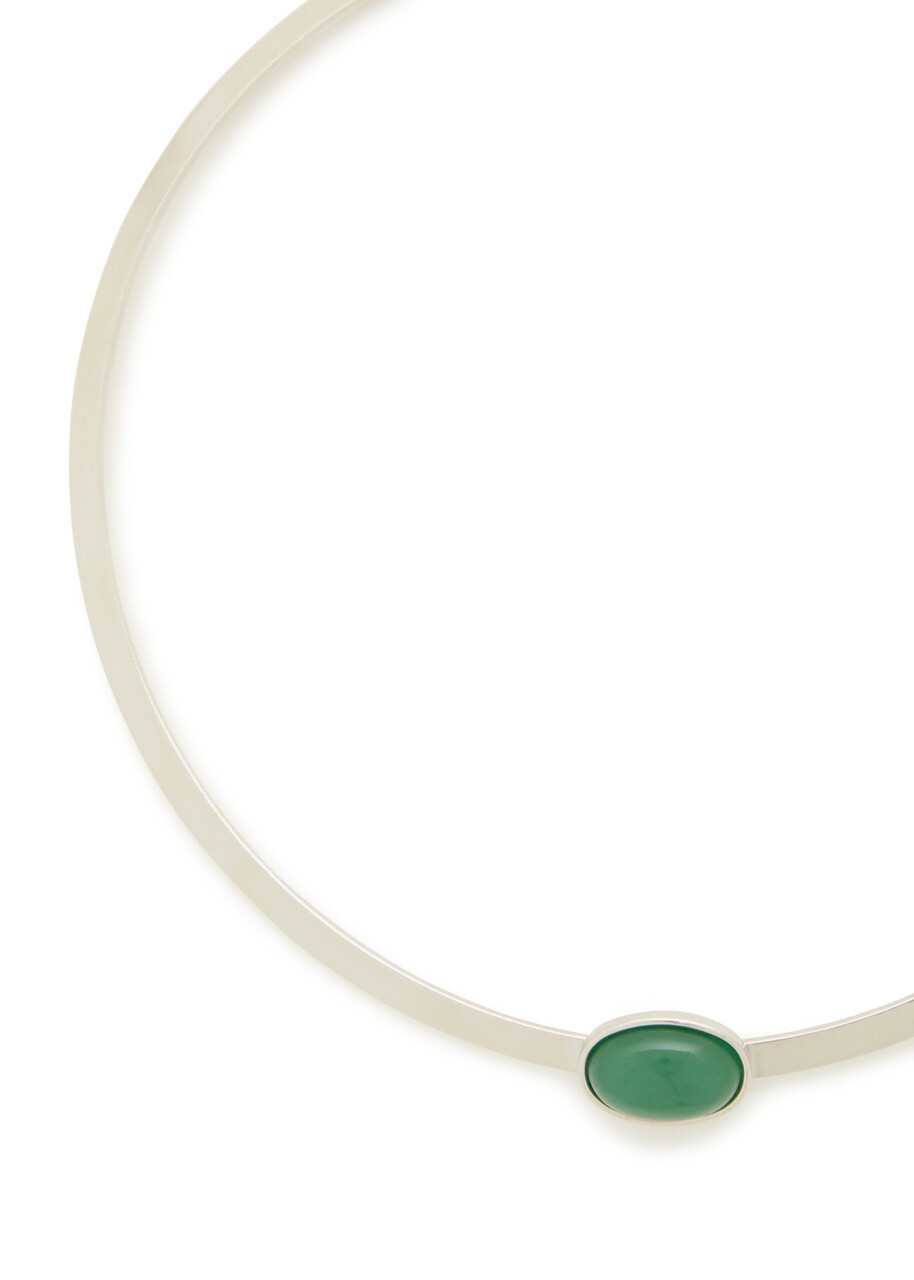 Jennifer Behr Elaine Rhodium-plated Collar Necklace - Dark Green - One Size