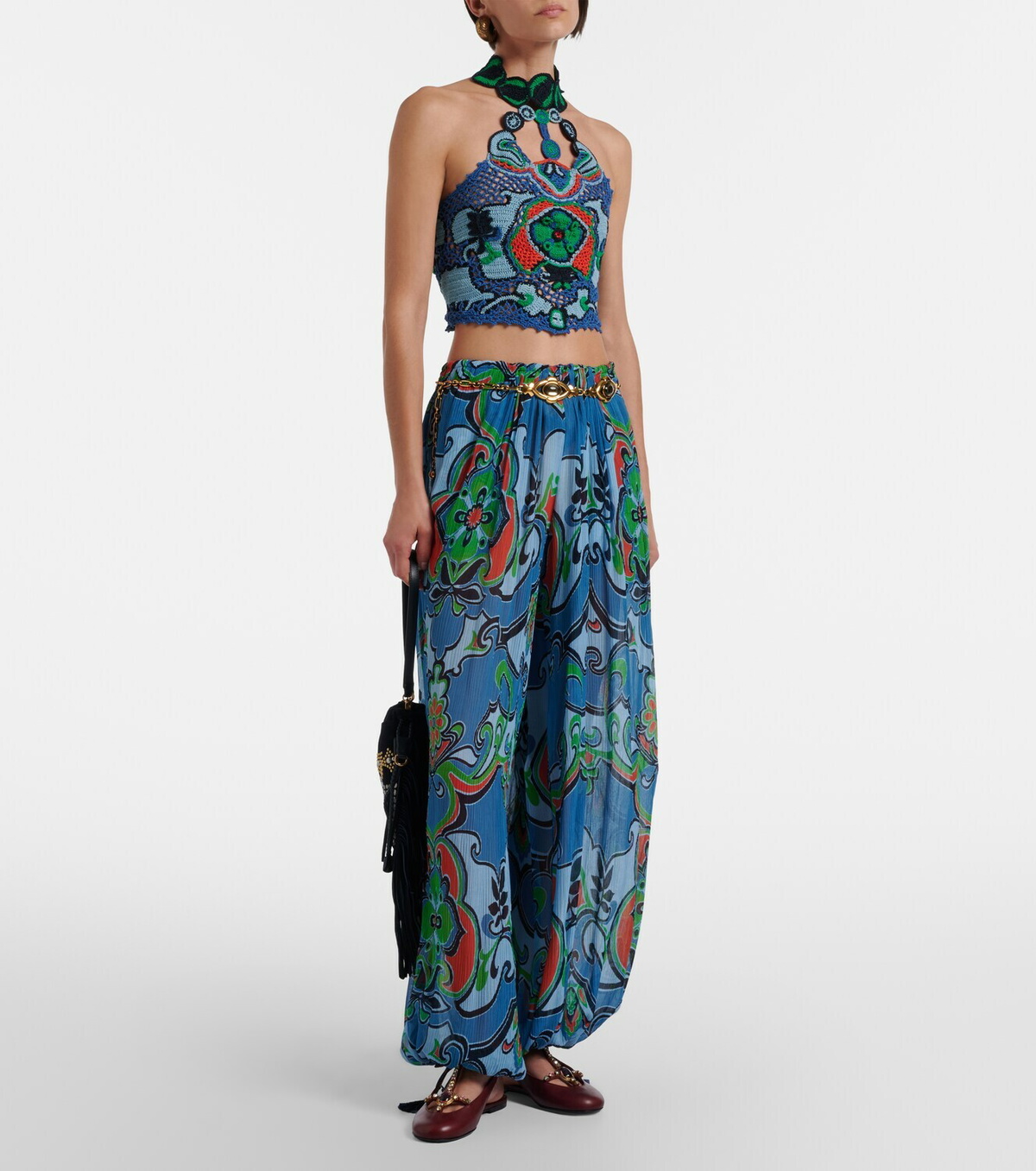 Etro Embellished leather slingback flats