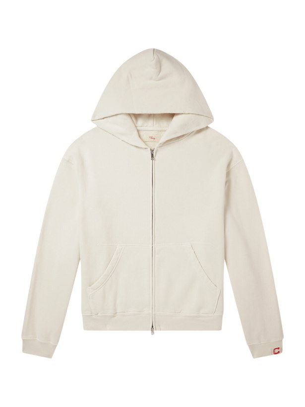 Photo: Cherry Los Angeles - Distressed Cotton-Fleece Zip-Up Hoodies - Neutrals
