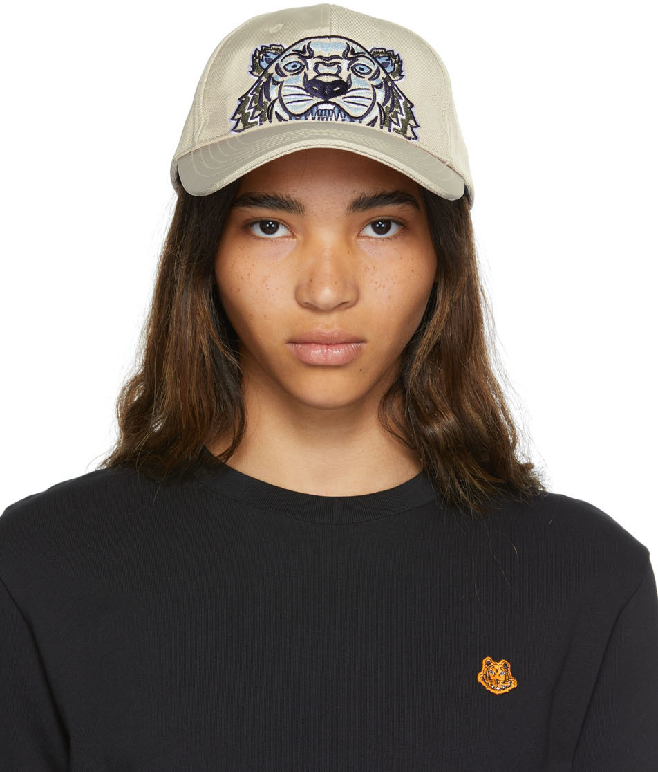 Kenzo Beige Canvas Kampus Tiger Cap