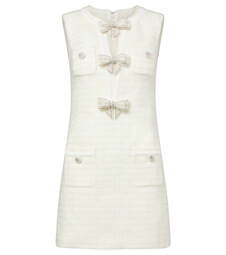 Photo: Self-Portrait Bow-detail bouclé minidress