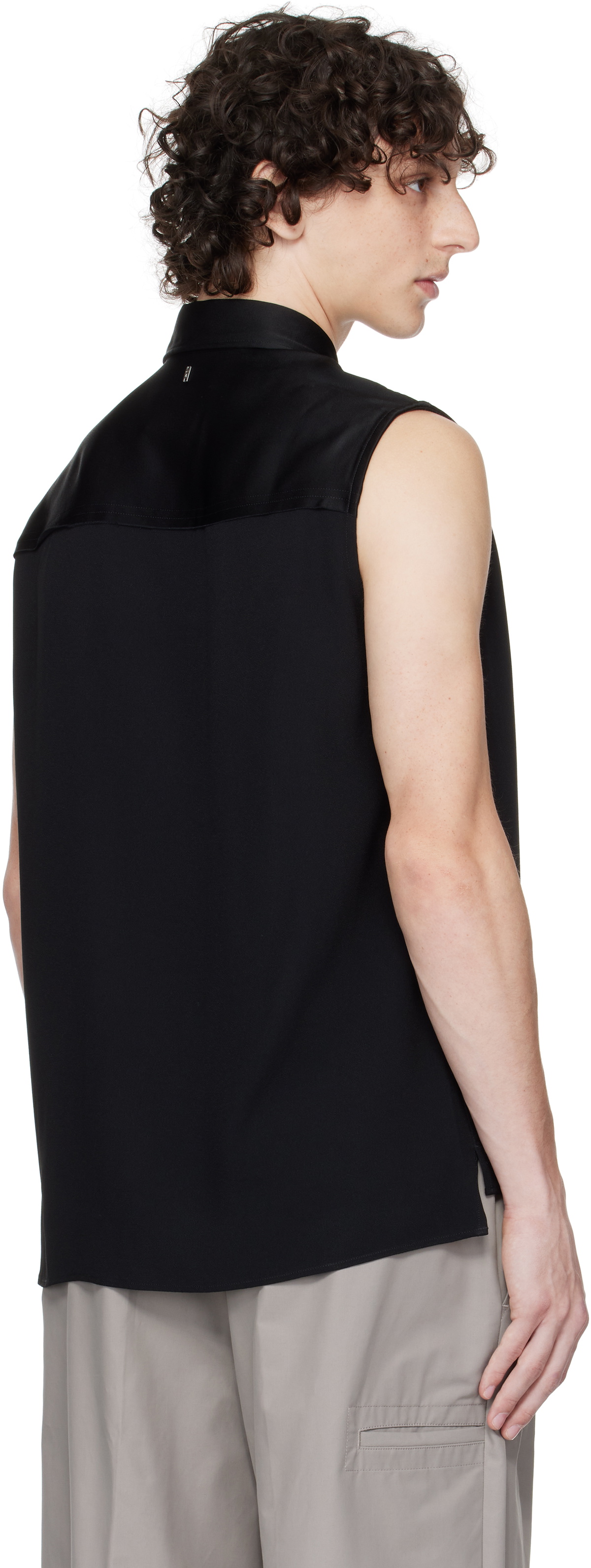 AMI Paris Black Contrasted Sleeveless Shirt