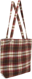 R13 Red & Off-White Check Tote