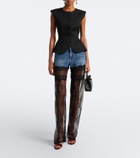 Blumarine Lace-trimmed wide-leg jeans