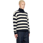 BALMAIN Navy & Off-White Mariniere Vintage Wool Turtleneck