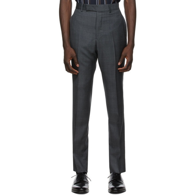 Photo: Dunhill Grey Wool Check Mayfair Trousers