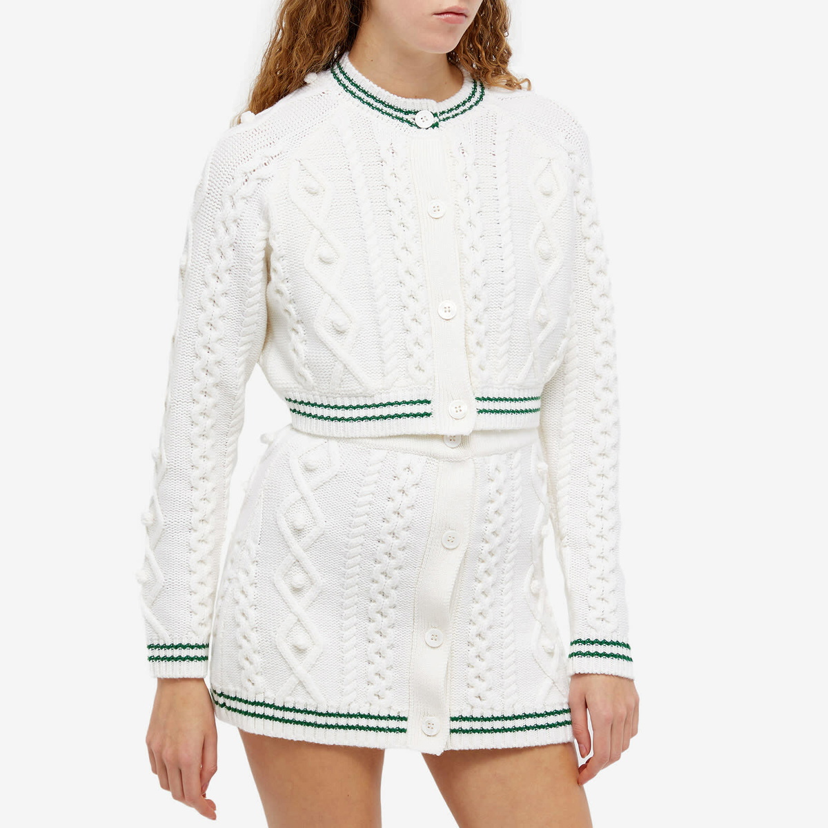 Shrimps Women's Mia Cropped Cardigan in Cream/Green