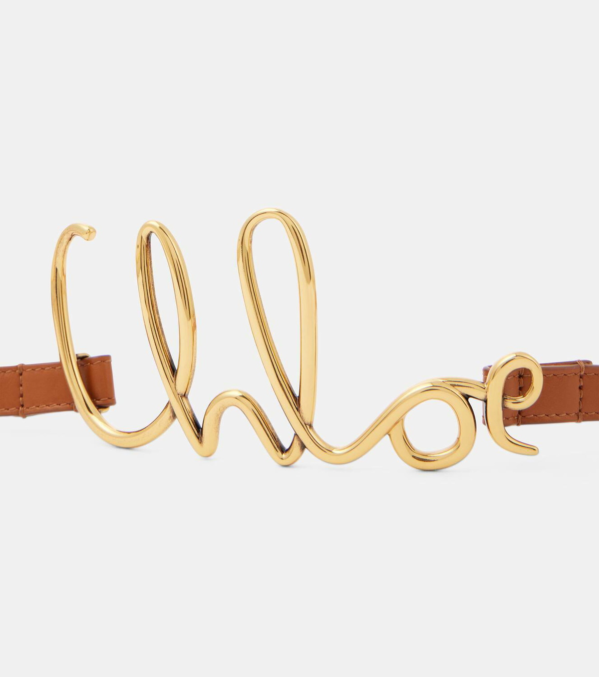Chloé Script Small logo leather belt