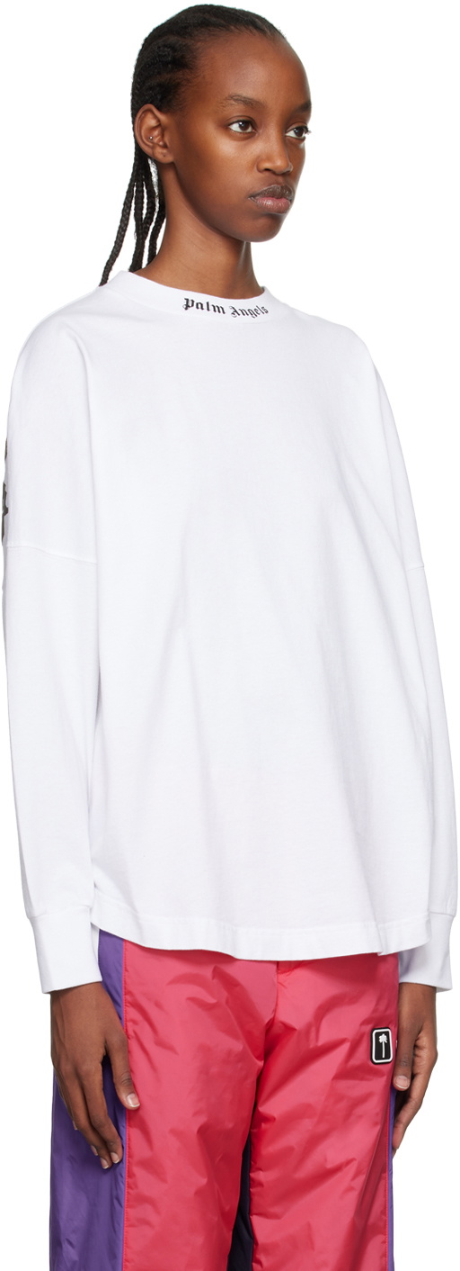 Palm Angels White Printed Long Sleeve T-Shirt Palm Angels