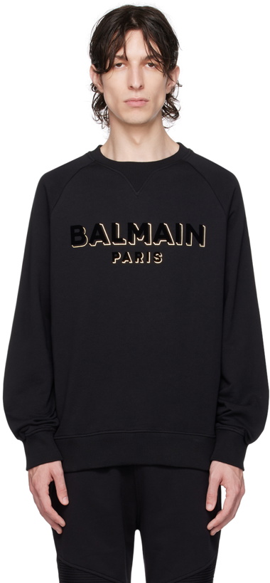 Photo: Balmain Black Flocked Sweatshirt