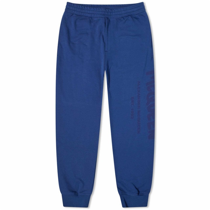 Photo: Alexander McQueen Men's Graffiti Logo Sweat Pant in Midnight Blue